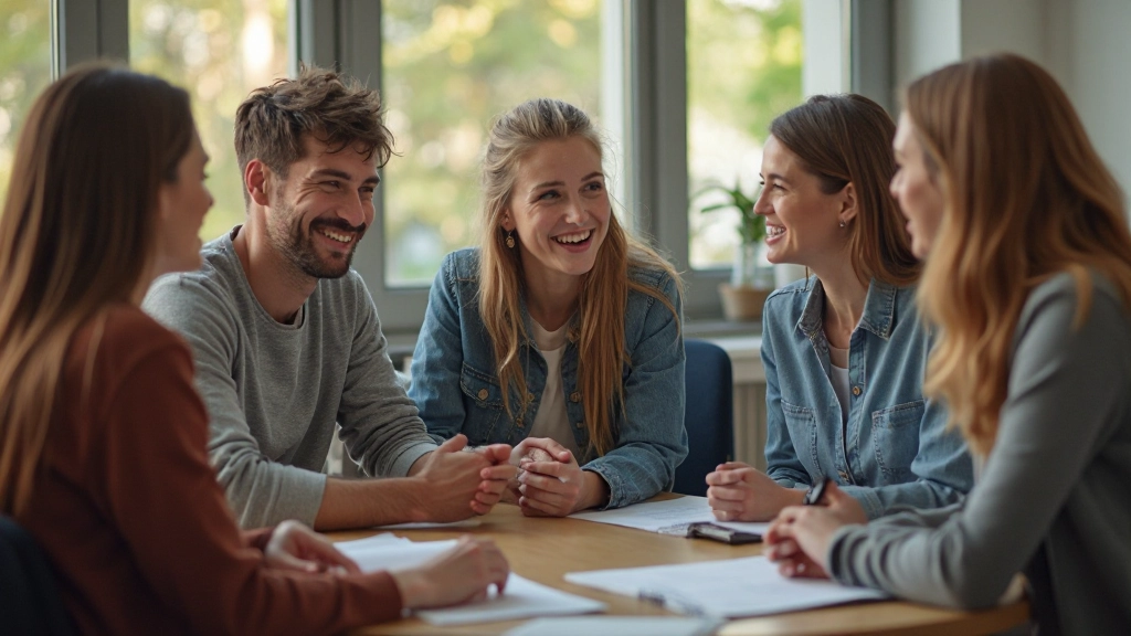 Internationale studenten oefenen Nederlandse conversatie in groepsomgeving