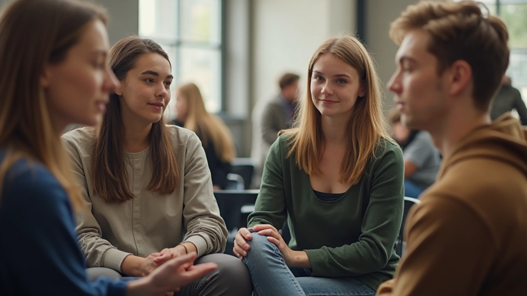 Nederlands conversatie oefening in klein groepje studenten